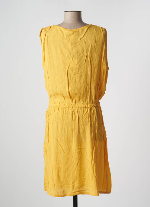 Robe mi-longue tissage crêpe sans manche jaune ICHI femme