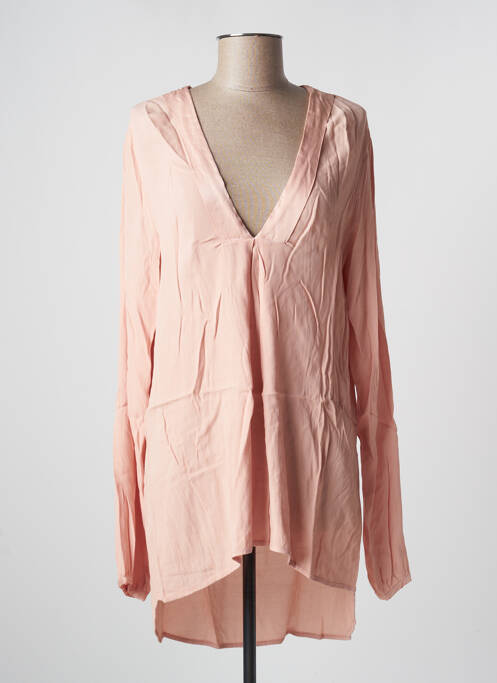 Tunique manches longues tissage crêpe rose PLEASE femme