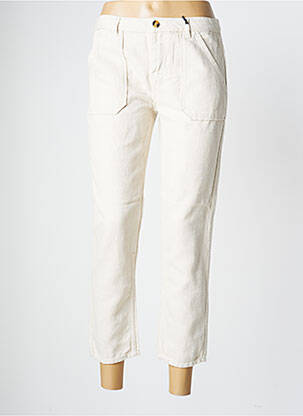 Pantalon 7/8 fermeture zippée sous rabat boutonné taille normale beige LABDIP femme
