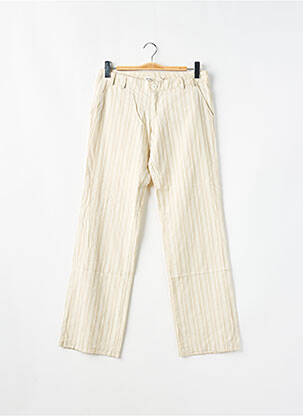 Pantalon droit fermeture zippée sous rabat boutonné taille normale beige 2 TWO femme
