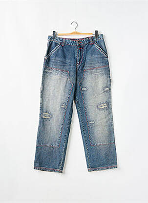 Jeans coupe droite effet usé délavé taille normale bleu TWO ANGLE femme
