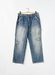 Jeans coupe droite effet usé délavé taille normale bleu TWO ANGLE femme