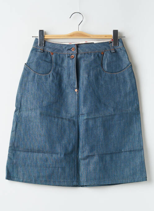 Jupe mi-longue coupe droite bleu TEDDY SMITH femme
