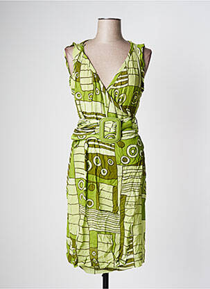 Robe mi-longue imprimé fantaisie sans manche vert MISS SIXTY femme