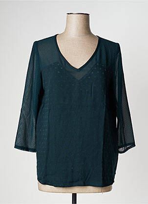 Blouse légère et transparente manches 3/4 vert DEUX TWO femme