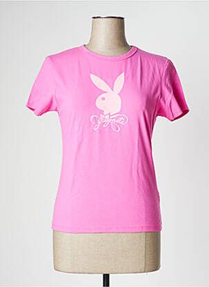T-shirt sérigraphie manches courtes rose PLAYBOY femme