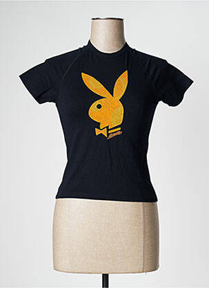 T-shirt sérigraphie manches courtes bleu PLAYBOY femme