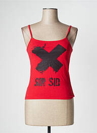 T-shirt imprimé fantaisie fines bretelles rouge SIR SID femme