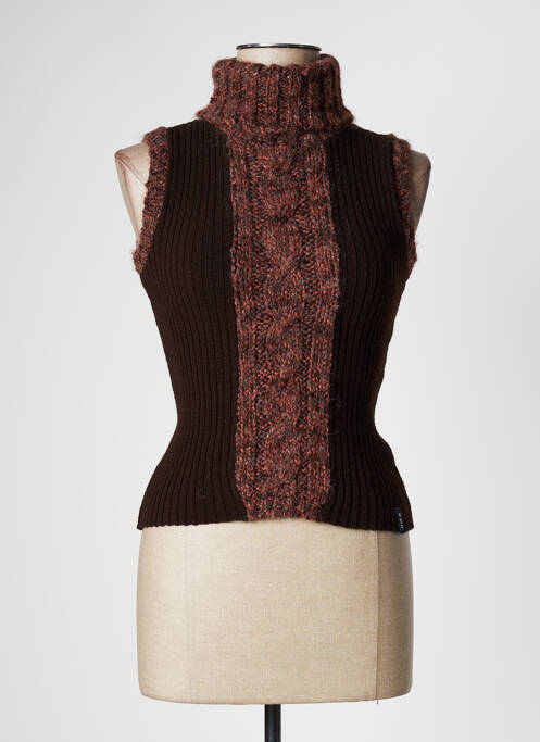 Pull col roulé marron RWD pour femme