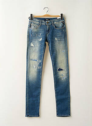 Jeans coupe slim effet usé délavé taille basse bleu REPLAY femme