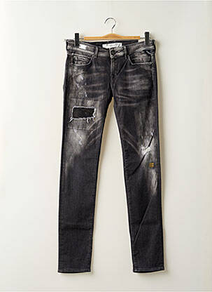 Jeans coupe slim effet usé délavé taille basse noir REPLAY femme