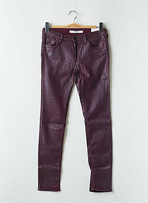 Pantalon slim tissage enduit taille normale rouge REIKO femme
