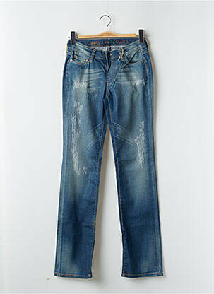 Jeans coupe droite effet usé délavé taille basse bleu RWD femme