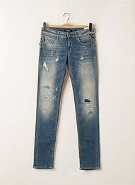 Jeans coupe slim effet usé délavé taille basse bleu REPLAY femme