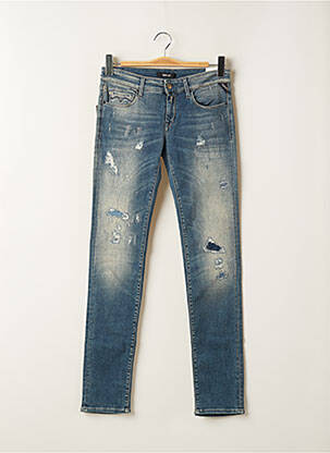 Jeans coupe slim effet usé délavé taille basse bleu REPLAY femme