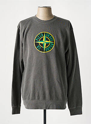 Sweat-shirt maille semi-opaque manches longues gris PIZZA SKATEBOARD homme
