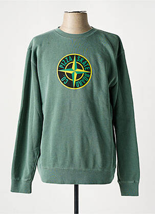 Sweat-shirt maille semi-opaque manches longues vert PIZZA SKATEBOARD homme