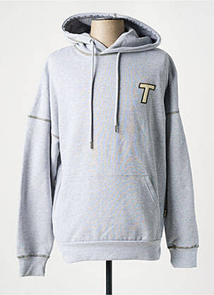 Sweat-shirt à capuche broderie manches longues gris TEALER homme