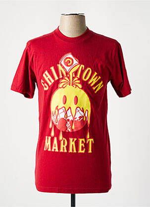 T-shirt coupe droite manches courtes rouge CHINATOWN MARKET homme
