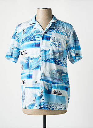 Chemise manches courtes col tailleur bleu WASTED PARIS homme