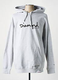Sweat-shirt à capuche poches manches longues gris DIAMOND homme