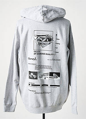 Sweat-shirt à capuche poches manches longues gris DIAMOND homme
