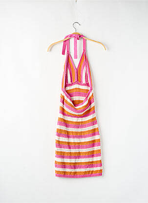 Robe mi-longue col v fines bretelles rose VILA femme