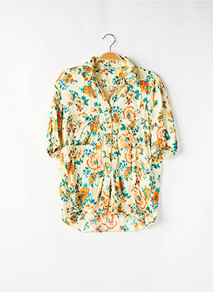 Chemisier imprimé fleurs manches courtes jaune ZARA femme