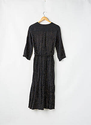 Robe longue imprimé fantaisie manches 3/4 noir SANS MARQUE femme