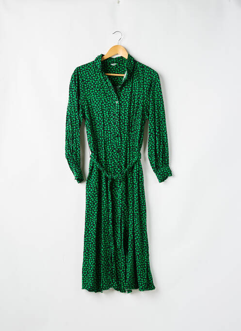 Robe longue imprimé fleurs manches longues vert H&M femme