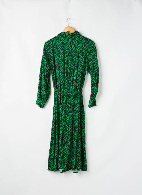 Robe longue imprimé fleurs manches longues vert H&M femme