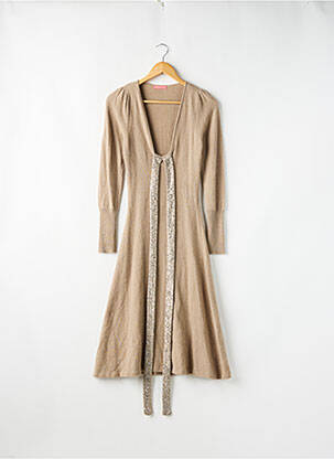 Robe pull col v manches longues beige MANOUSH femme