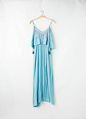 Robe longue manches bretelles ajustables fines bretelles bleu GOLD & SILVER femme