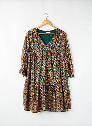 Robe courte manches longues manches longues vert LILI & LALA femme