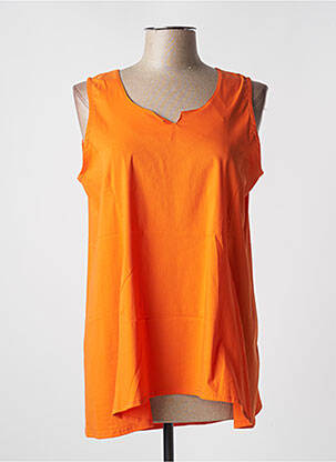 Top col v sans manche orange POISSONS BLANCS femme