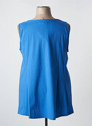 Top col v sans manche bleu POISSONS BLANCS femme