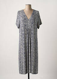 Robe mi-longue coupe fluide manches courtes bleu DEVERNOIS femme