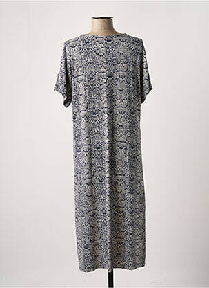 Robe mi-longue coupe fluide manches courtes bleu DEVERNOIS femme