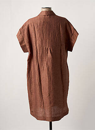 Robe mi-longue manches courtes manches courtes marron B.YU femme