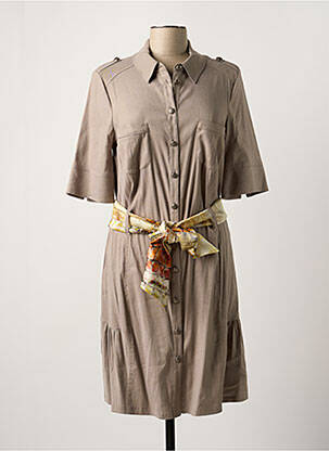 Robe mi-longue manches 3/4 manches 3/4 gris K'TENDANCES femme
