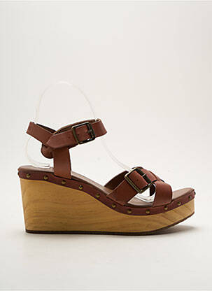 Sandales/nu pieds matière lisse talon de 7 à 9cm marron PALLADIUM femme