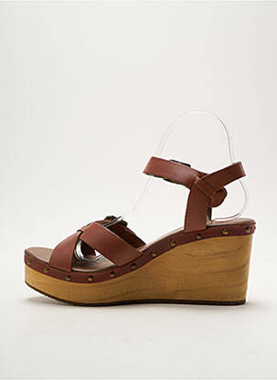 Sandales/nu pieds matière lisse talon de 7 à 9cm marron PALLADIUM femme