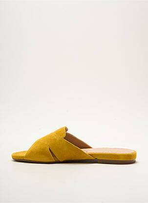 Mules/sabots chiquet talon plat jusqu'à 3cm jaune UNISA femme