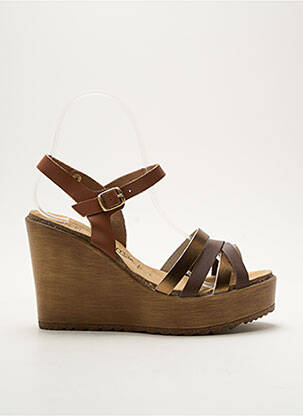 Sandales/nu pieds matière lisse talon de 7 à 9cm marron AMOA femme