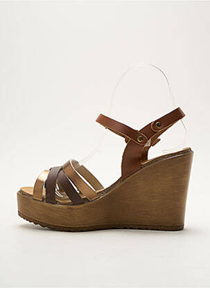 Sandales/nu pieds matière lisse talon de 7 à 9cm marron AMOA femme