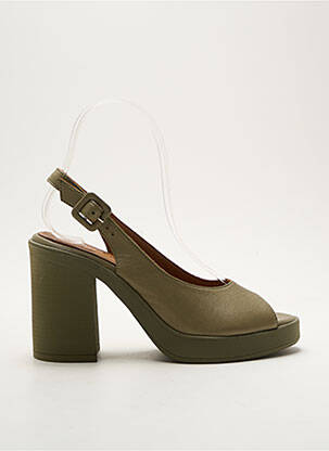 Sandales/nu pieds matière lisse talon de 7 à 9cm vert LUNE & L'AUTRE femme