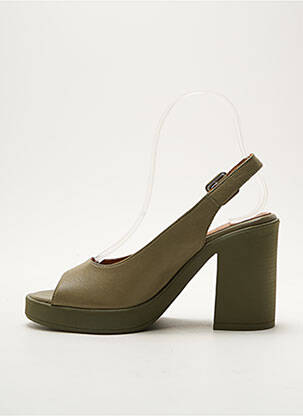 Sandales/nu pieds tissage satiné talon de 7 à 9cm vert LUNE & L'AUTRE femme