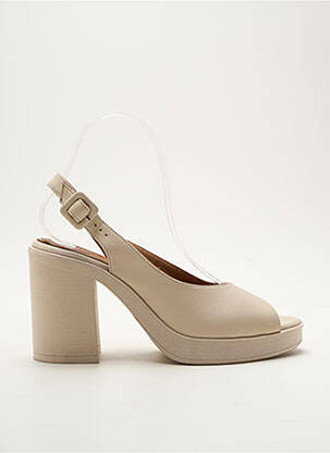 Sandales/nu pieds matière lisse talon de 7 à 9cm beige LUNE & L'AUTRE femme