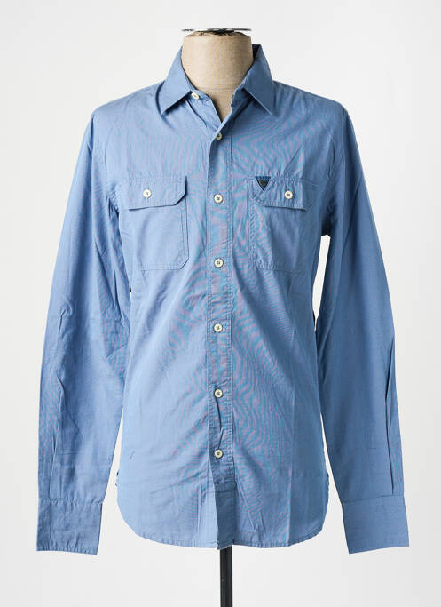 Chemise manches longues bleu SUPERDRY homme