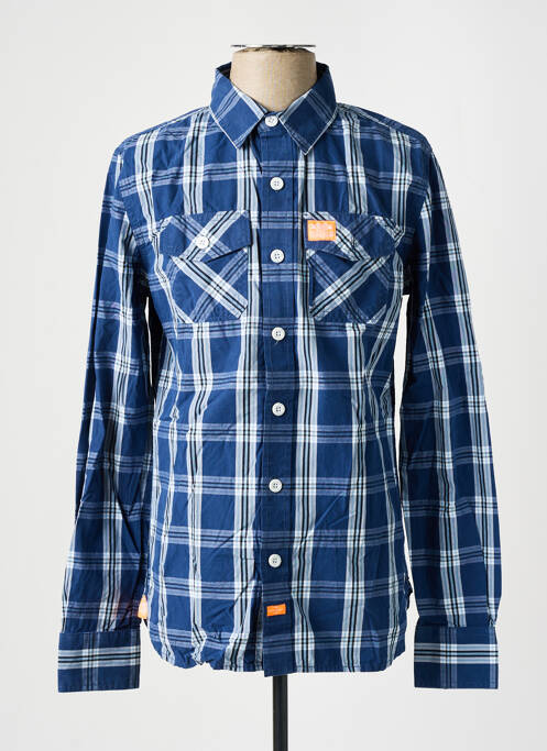 Chemise manches longues bleu SUPERDRY pour homme